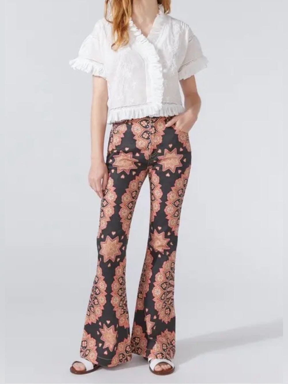 HAYLEY MENZIES Dalton Flare Jeans Mandala Print Multicolored SZ 25 Festival NWT